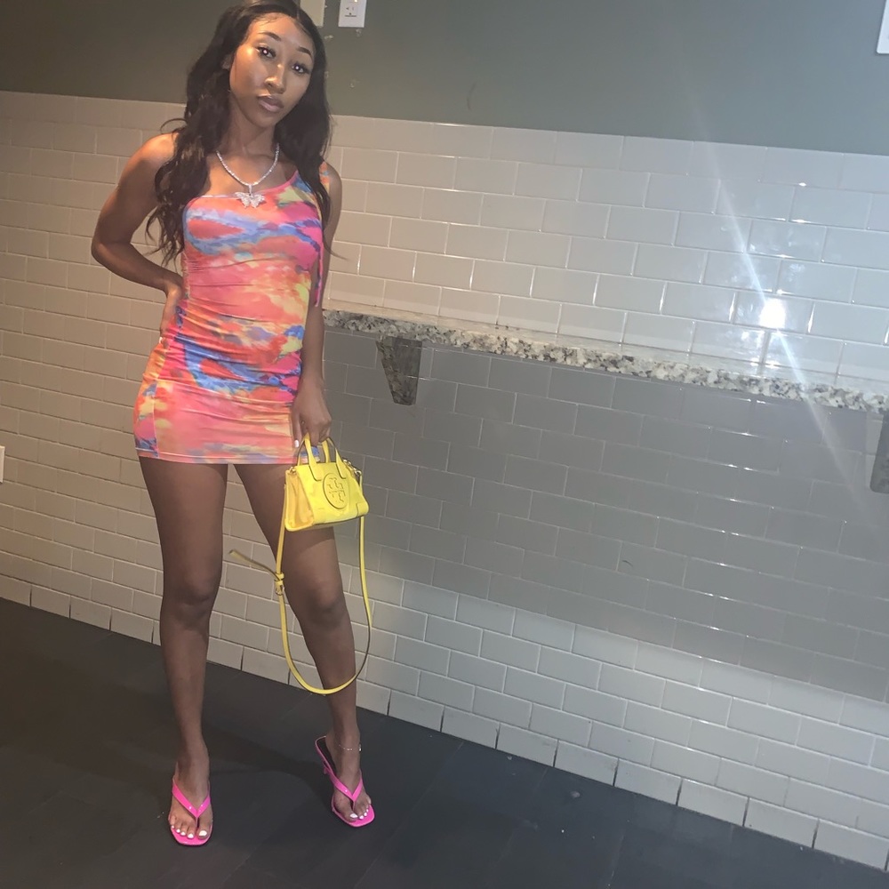one shoulder Tie-dye dress